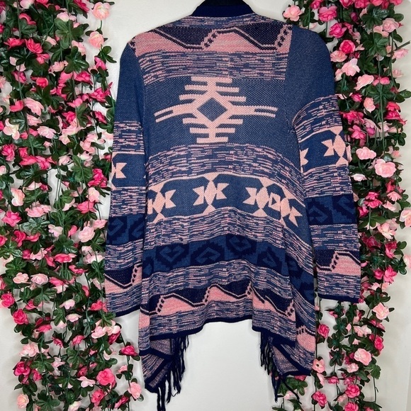 Altar’d State Blue Pink Aztec Open Front Cardigan Womens Small Boho Eccentric - Picture 5 of 8